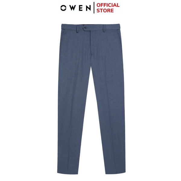 Quần Tây Nam Owen QST242470R màu xám nhạt trơn dáng ôm slim fit cạp tăng đơ chất liệu TR Spandex