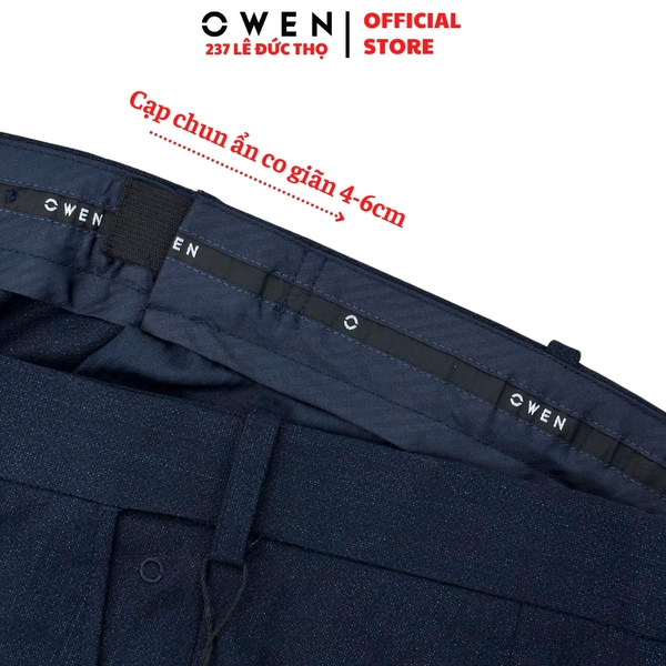 Quần Tây Nam Owen QST242812 màu Xanh tím than dáng ôm slim fit cạp tăng đơ chất liệu Polyester - Rayon - Spandex