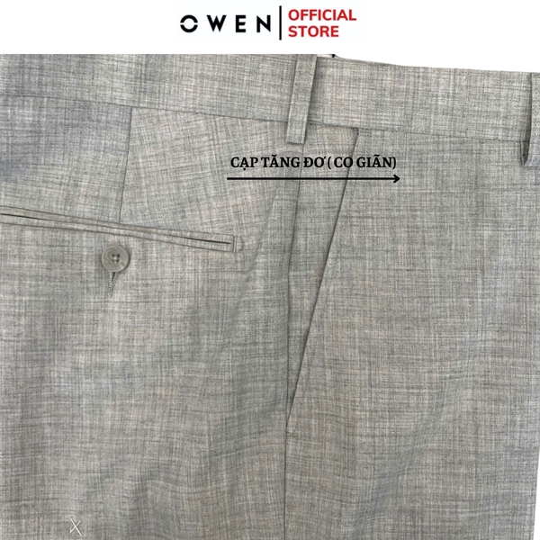 Quần tây Nam Owen QST252417 màu xám nhạt dáng slim fit ống ôm cạp tăng đơ chất liệu TR Spandex