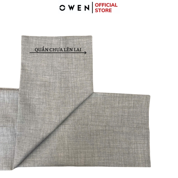 Quần tây Nam Owen QST252417 màu xám nhạt dáng slim fit ống ôm cạp tăng đơ chất liệu TR Spandex