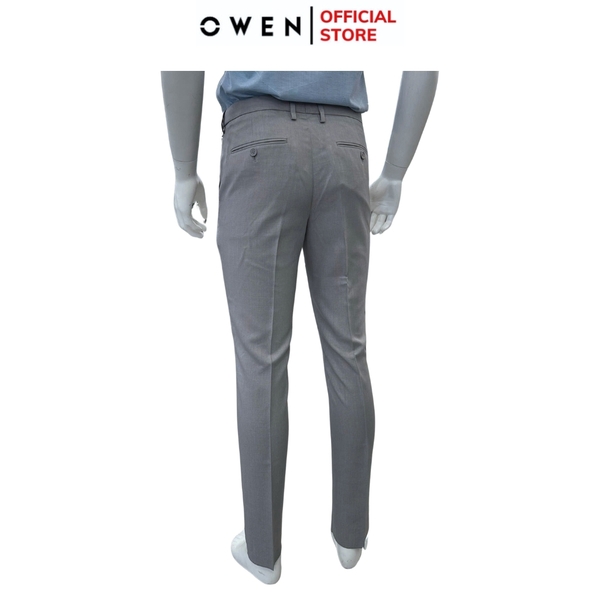 Quần tây Nam Owen QST252436 màu xám nhạt dáng ôm slim fit cạp tăng đơ chất liệu nano