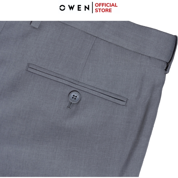 Quần tây Nam Owen QST252436 màu xám nhạt dáng ôm slim fit cạp tăng đơ chất liệu nano