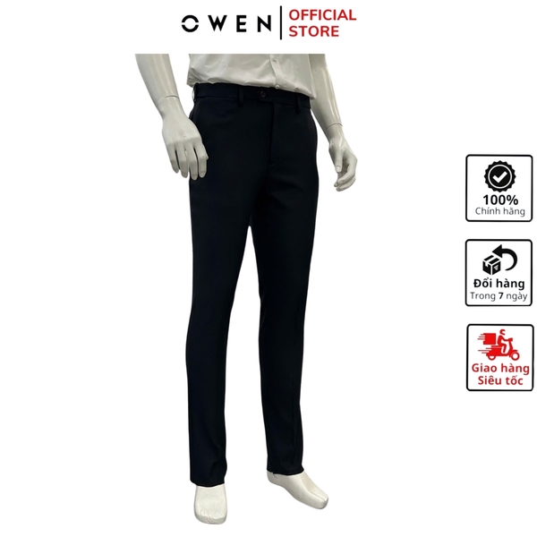 Quần tây Nam Owen QST252474R2 màu xanh tím than dáng ôm silm fit cạp tăng đơ chất liệu Nano