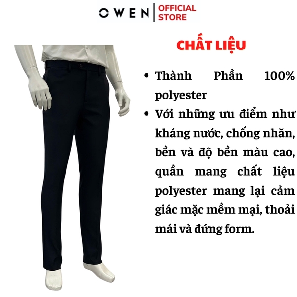 Quần tây Nam Owen QST252474R2 màu xanh tím than dáng ôm silm fit cạp tăng đơ chất liệu Nano