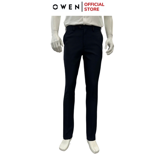 Quần tây Nam Owen QST252474R2 màu xanh tím than dáng ôm silm fit cạp tăng đơ chất liệu Nano