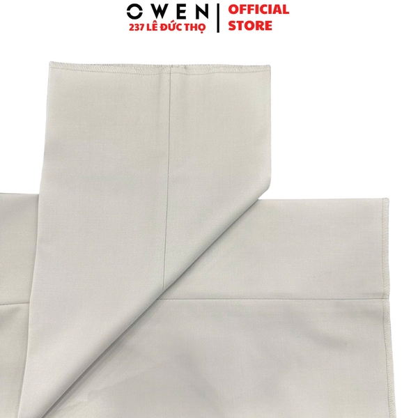 Quần tây Nam Owen QST257096 màu be nhạt dáng ôm slim fit cạp tăng đơ chất liệu polyester spandex