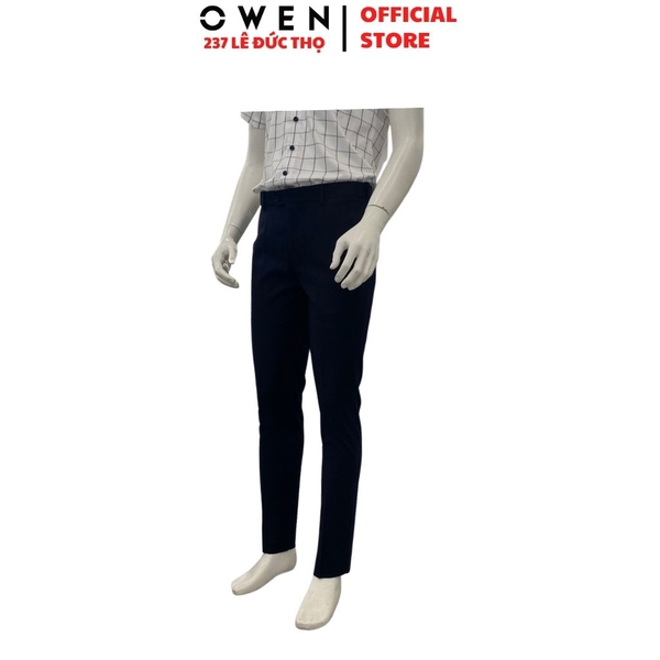 Quần Tây Nam Owen QST262077 Đen Kẻ Slim Fit Cạp Tăng Đơ