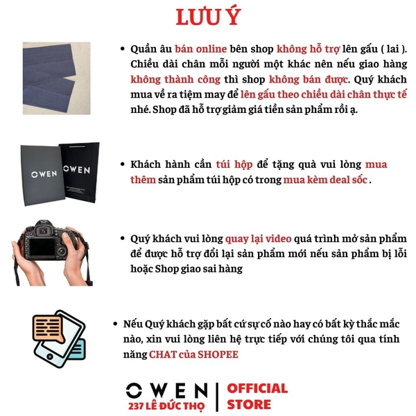 Quần Tây Nam Owen QST262077 Đen Kẻ Slim Fit Cạp Tăng Đơ