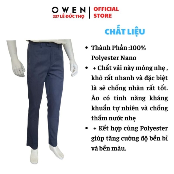 Quần Tây Nam Owen QST263056 Xanh Đậm Slim Fit Cạp Tăng Đơ