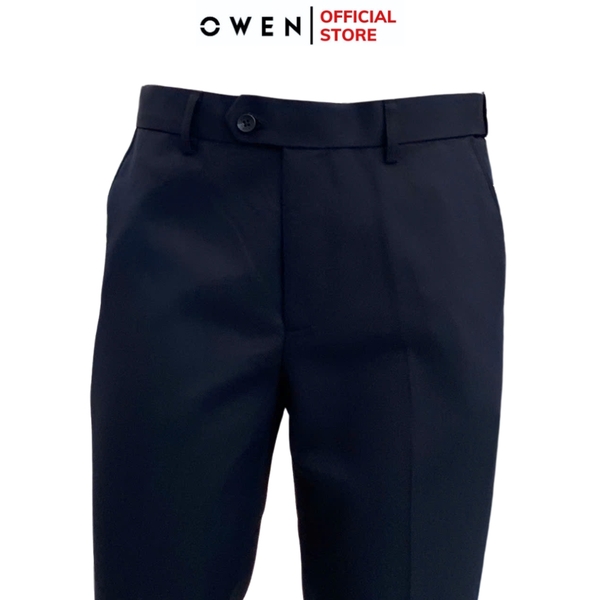 Quần Tây Nam Owen QTJ242818 mày xanh tím than dáng suông rộng J-form cạp tăng đơ chất liệu nano poly