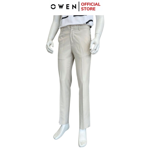 Quần tây Nam Owen QTJ252412 màu be dáng J-form chất liệu Polyester