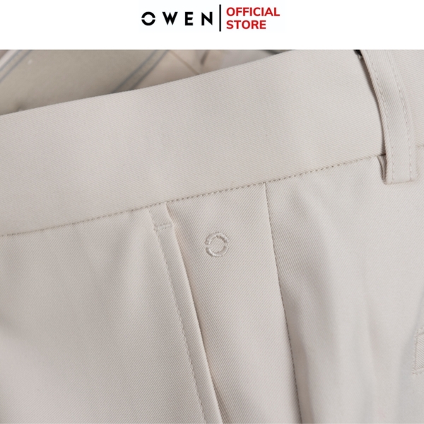 Quần tây Nam Owen QTJ252412 màu be dáng J-form chất liệu Polyester