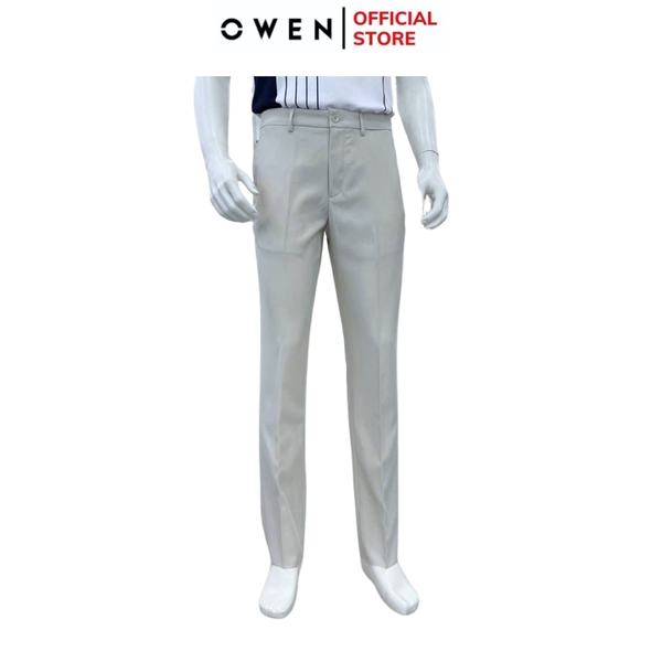Quần tây Nam Owen QTJ252413 màu xám nhạt dáng suông J-form chất liệu Smart polyester