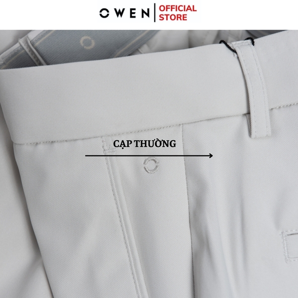 Quần tây Nam Owen QTJ252413 màu xám nhạt dáng suông J-form chất liệu Smart polyester