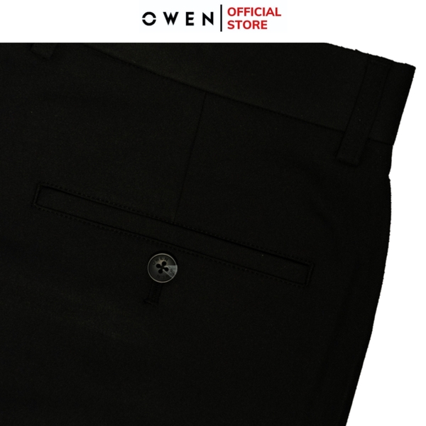 Quần tây Nam Owen QTJ252464 màu đen dáng J-form chất liệu Smart polyester