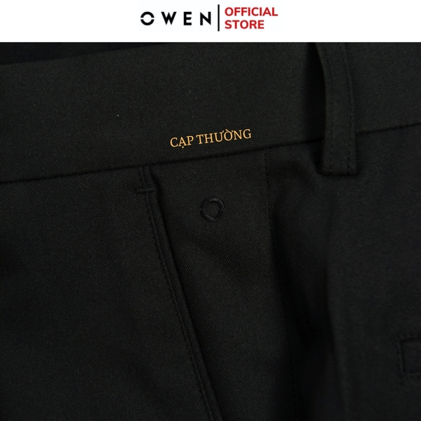 Quần tây Nam Owen QTJ252464 màu đen dáng J-form chất liệu Smart polyester