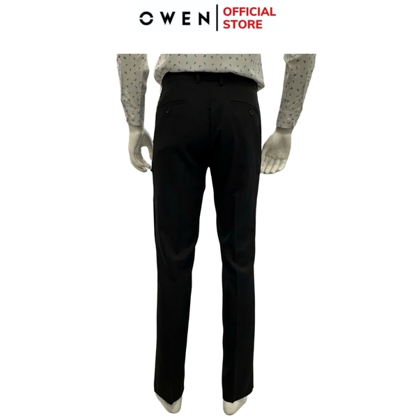 Quần tây Nam Owen QTJ257125 màu đen dáng suông J-Form chất liệu polyester