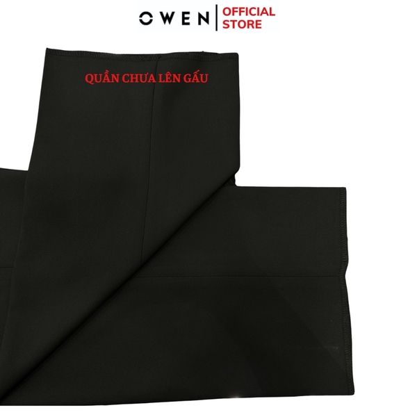 Quần tây Nam Owen QTJ257125 màu đen dáng suông J-Form chất liệu polyester