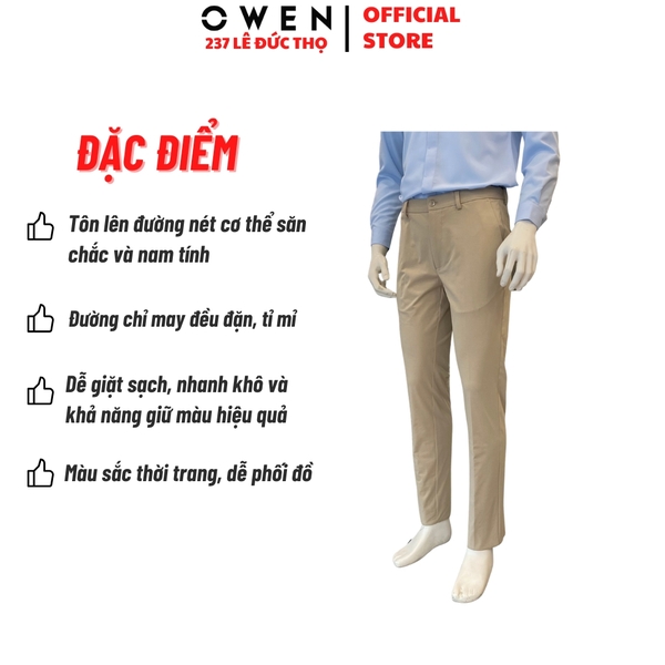Quần Tây Nam Owen QTJ262505_BE Màu Be J-Form Cạp Thường chất liệu poly