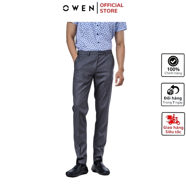 Quần Tây Nam Owen QV231683 màu xám dáng ôm slim fit Vải Polyester