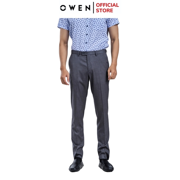 Quần Tây Nam Owen QV231683 màu xám dáng ôm slim fit Vải Polyester