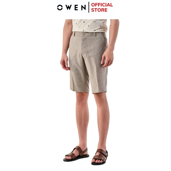 Quần Short Nam Owen ST231277 màu nâu dáng ôm slim fit Vải Polyester