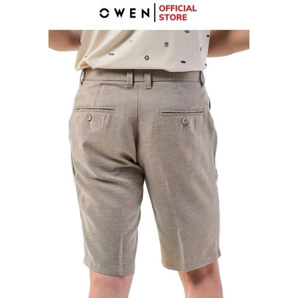 Quần Short Nam Owen ST231277 màu nâu dáng ôm slim fit Vải Polyester