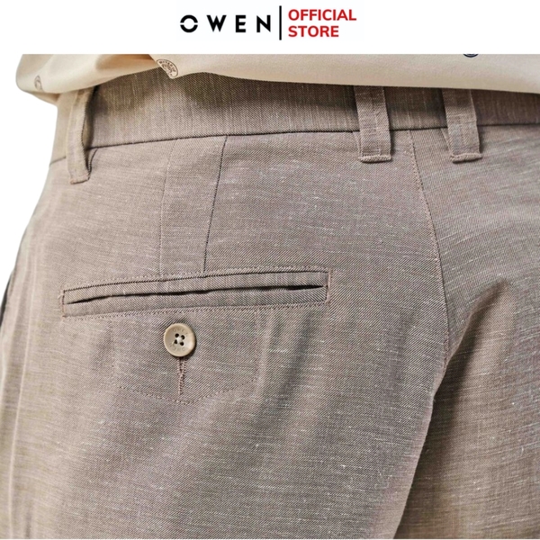 Quần Short Nam Owen ST231277 màu nâu dáng ôm slim fit Vải Polyester
