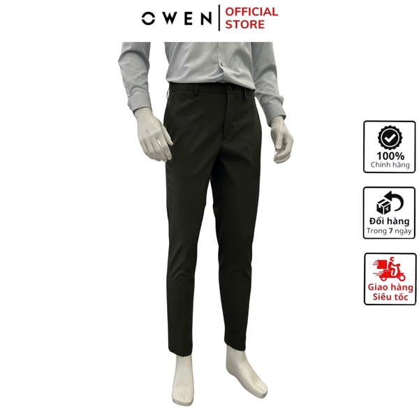Quần tây Nam Owen QG257112 màu xám đậm dáng suông thể thao S-form chất liệu Conjugated polyester