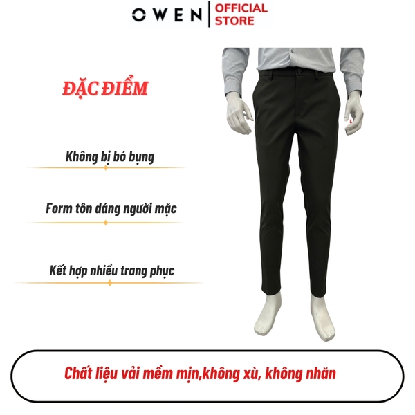 Quần tây Nam Owen QG257112 màu xám đậm dáng suông thể thao S-form chất liệu Conjugated polyester