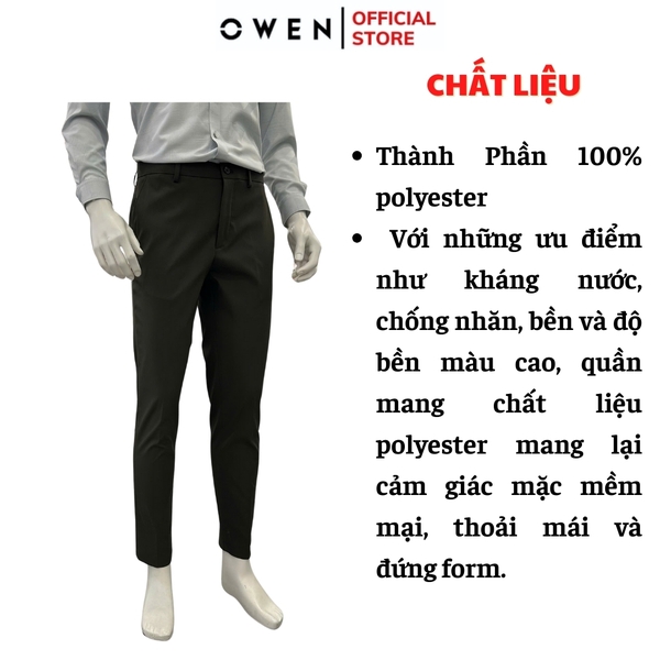 Quần tây Nam Owen QG257112 màu xám đậm dáng suông thể thao S-form chất liệu Conjugated polyester