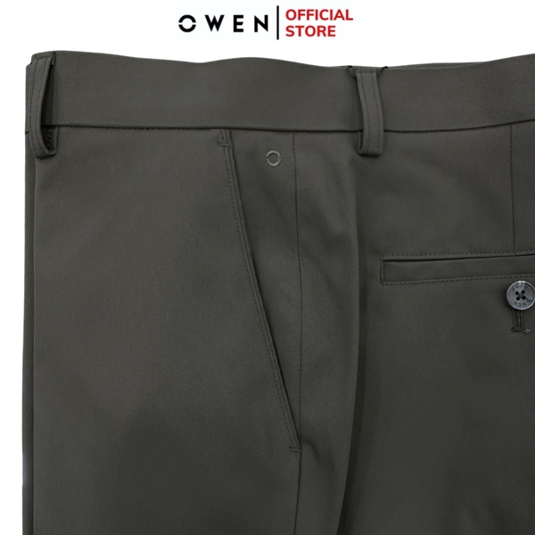 Quần tây Nam Owen QG257112 màu xám đậm dáng suông thể thao S-form chất liệu Conjugated polyester