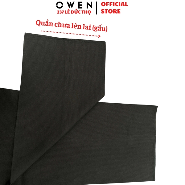 Quần tây Nam Owen QRT252454 màu đen dáng suông regular fit cạp tăng đơ chất liệu Nano