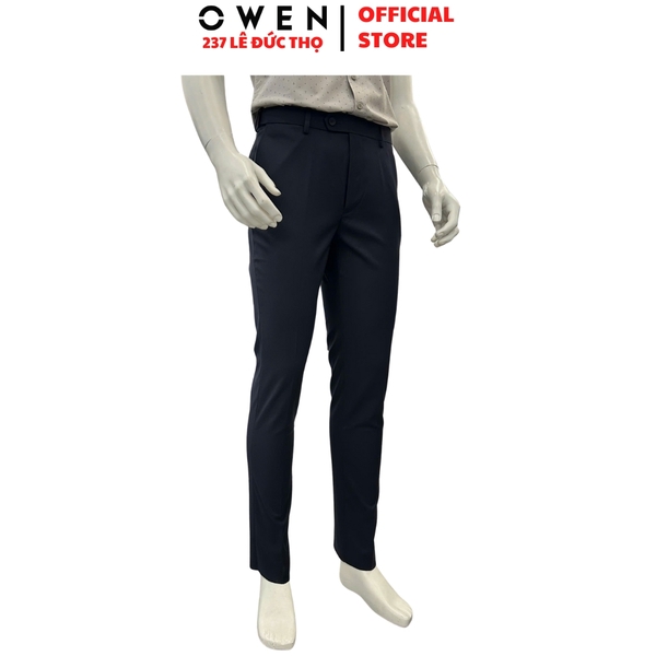 Quần tây Nam Owen QST252482 màu xanh tím than dáng ôm slim fit cạp tăng đơ chất liệu polyester spandex