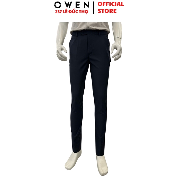 Quần tây Nam Owen QST252482 màu xanh tím than dáng ôm slim fit cạp tăng đơ chất liệu polyester spandex