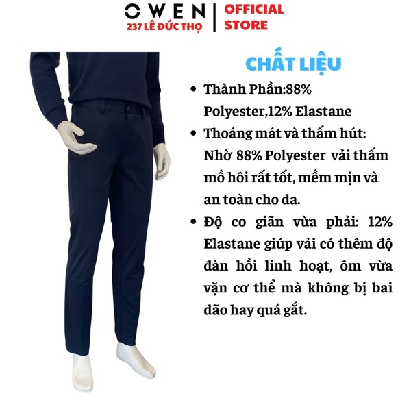 Quần Tây Nam Owen QTJ262505_NA – Xanh Tím Than J-Form Cạp Thường chất liệu poly