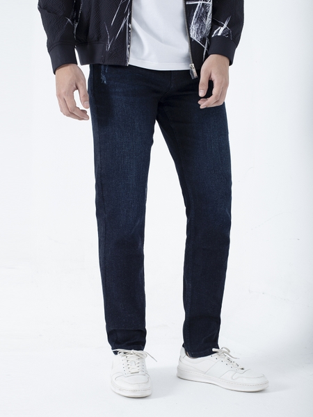 Quần Jean Nam Aristino Quần Bò Nam AJN01501 Màu Xanh CHàm Đậm Dáng SLim FIt Chất Liệu Cotton