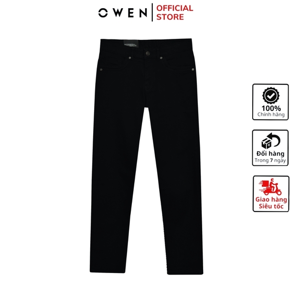 Quần Jean Nam Owen Quần Bò Nam QJR251246 màu đen dáng suông ông đứng Regular fit chất liệu Denim cotton