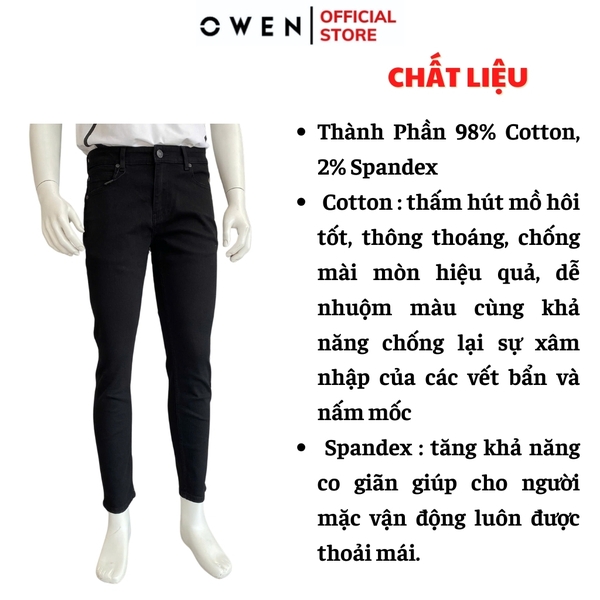 Quần Jean Nam Owen Quần Bò Nam QJR251246 màu đen dáng suông ông đứng Regular fit chất liệu Denim cotton