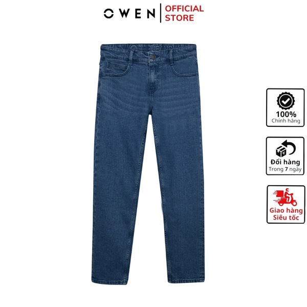 Quần Jean Nam Owen Quần Bò Nam QJR251248 màu xanh dáng suông ông đứng Regular fit chất liệu Denim cotton