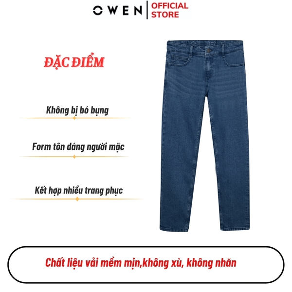 Quần Jean Nam Owen Quần Bò Nam QJR251248 màu xanh dáng suông ông đứng Regular fit chất liệu Denim cotton