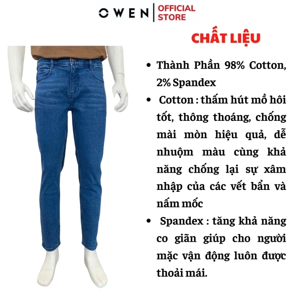 Quần Jean Nam Owen Quần Bò Nam QJR251248 màu xanh dáng suông ông đứng Regular fit chất liệu Denim cotton