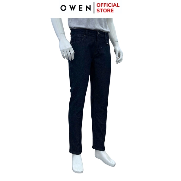 Quần Jean Nam Owen Quần Bò Nam QJR258015 màu xanh đậm dáng suông regular fit Chất liệu denim cotton