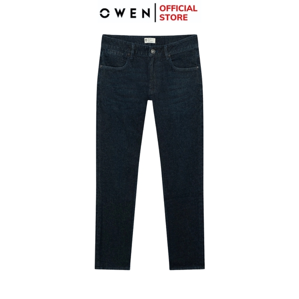 Quần Jean Nam Owen Quần Bò Nam QJR258015 màu xanh đậm dáng suông regular fit Chất liệu denim cotton
