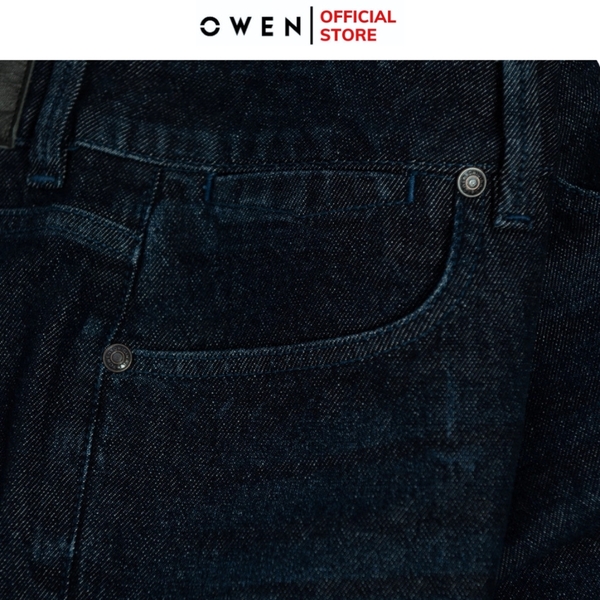 Quần Jean Nam Owen Quần Bò Nam QJR258015 màu xanh đậm dáng suông regular fit Chất liệu denim cotton