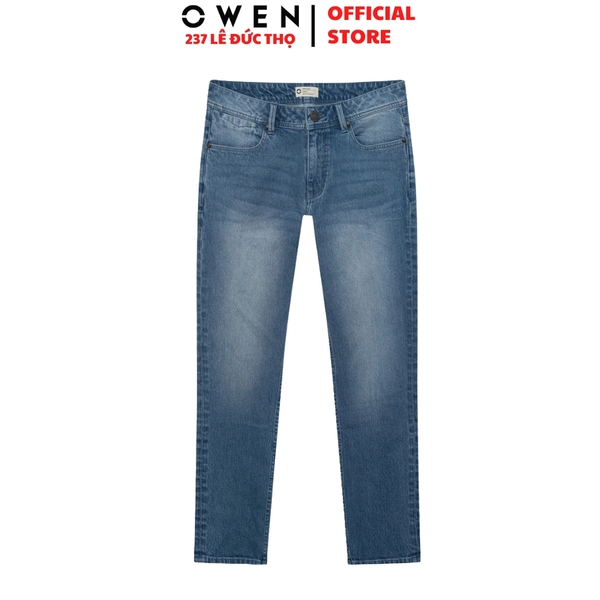 Quần Jean Nam Owen Quần Bò Nam QJR258016 màu xanh nhạt dáng suông regular fit chất liệu denim cotton