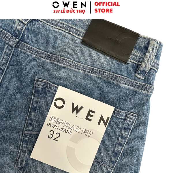 Quần Jean Nam Owen Quần Bò Nam QJR258016 màu xanh nhạt dáng suông regular fit chất liệu denim cotton