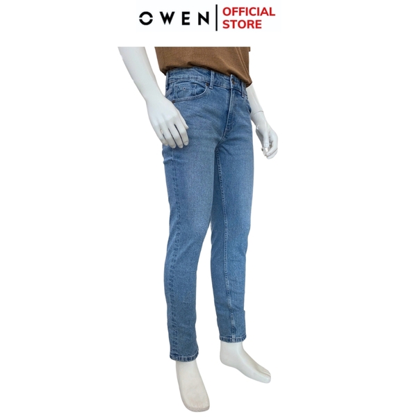Quần Jean Nam Owen Quần Bò Nam QJS251243 màu xanh nhạt dáng ôm slim fit chất liệu Denim cotton