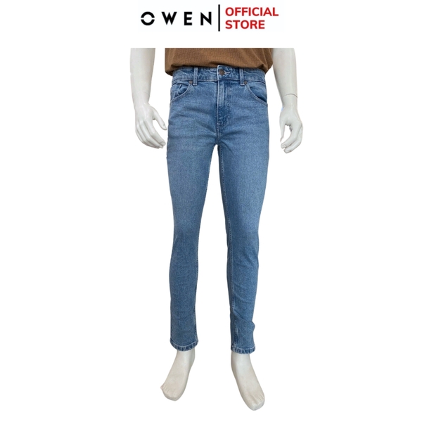 Quần Jean Nam Owen Quần Bò Nam QJS251243 màu xanh nhạt dáng ôm slim fit chất liệu Denim cotton