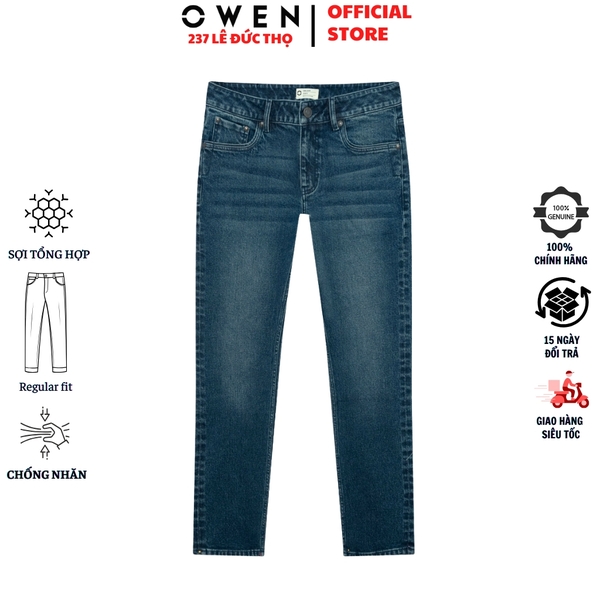 Quần Jean Nam Owen Quần Bò Nam QJS258017 màu xanh dáng ôm slim fit chất liệu denim cotton